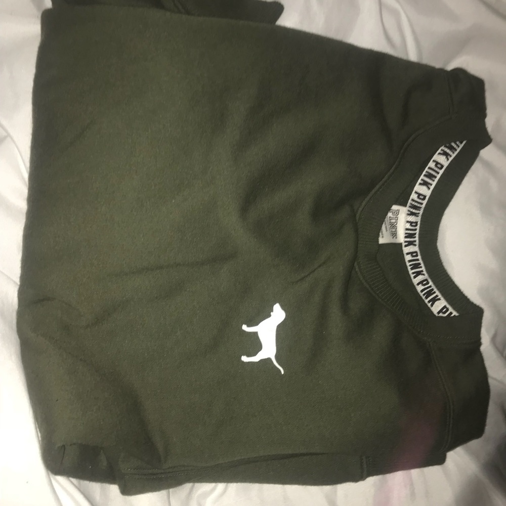 PINK olive green sweatshirt